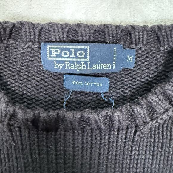 VTG POLO Ralph Lauren Heraldic Shield Sweater Men's Size Medium Cotton 90s - Picture 3 of 7